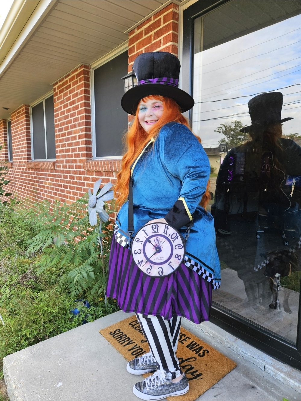4x Womens Mad Hatter Halloween Costume with Clock Purse